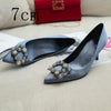 Luxury Rhinestone Silk Pumps Pointed Toe Shoes