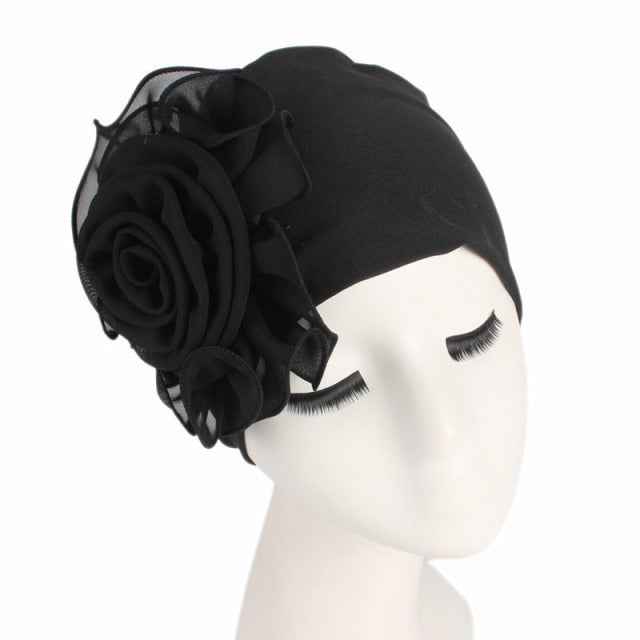 New Beautiful Flower Elastic Cloth Head Wrap Hat