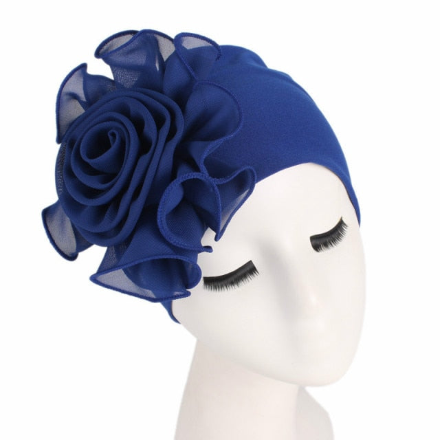 New Beautiful Flower Elastic Cloth Head Wrap Hat