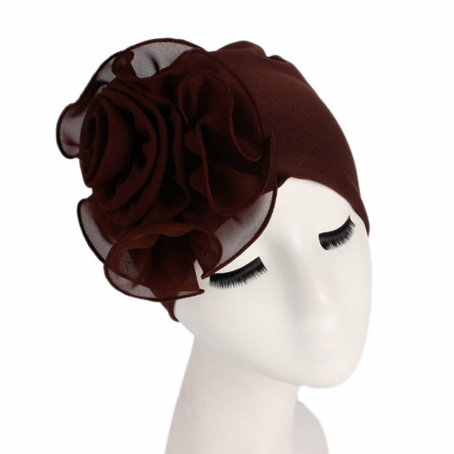 New Beautiful Flower Elastic Cloth Head Wrap Hat