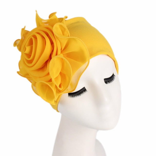 New Beautiful Flower Elastic Cloth Head Wrap Hat