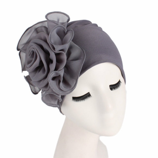 New Beautiful Flower Elastic Cloth Head Wrap Hat