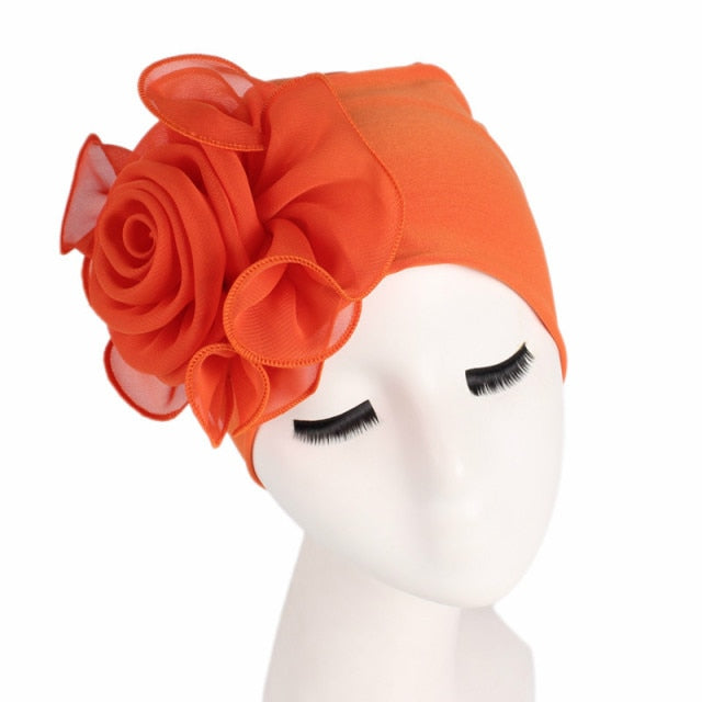 New Beautiful Flower Elastic Cloth Head Wrap Hat