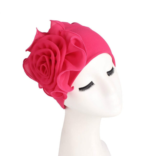 New Beautiful Flower Elastic Cloth Head Wrap Hat