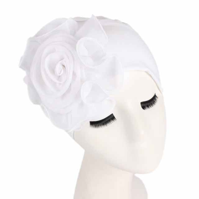 New Beautiful Flower Elastic Cloth Head Wrap Hat