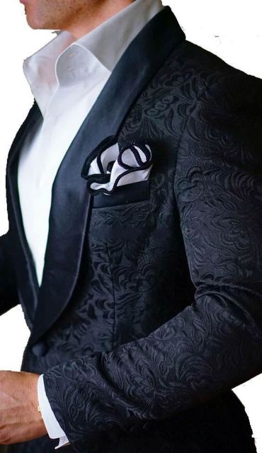 High Quality One Button White Paisley Tuxedo (Jacket+Pants+Tie)