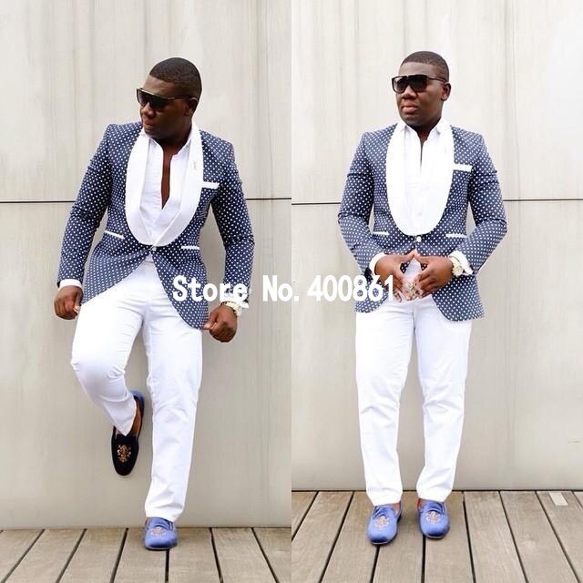 High Quality One Button White Paisley Tuxedo (Jacket+Pants+Tie)