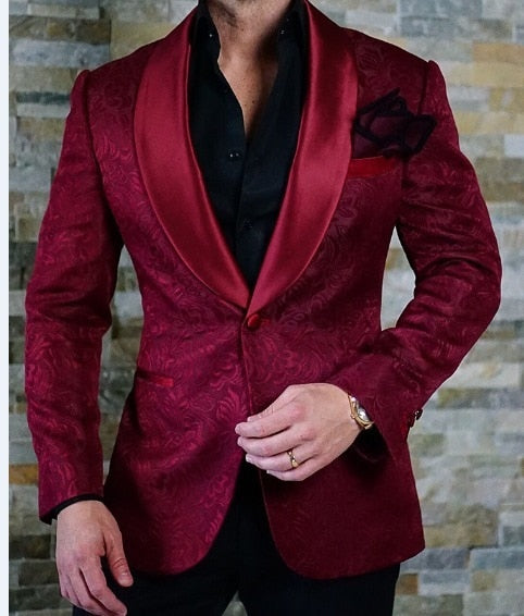 High Quality One Button White Paisley Tuxedo (Jacket+Pants+Tie)