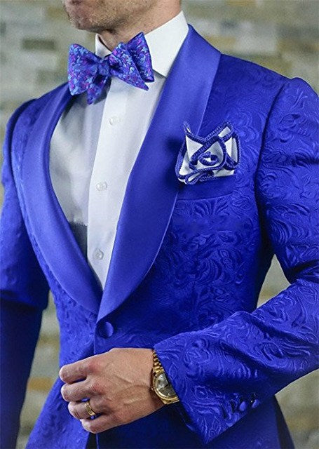 High Quality One Button White Paisley Tuxedo (Jacket+Pants+Tie)