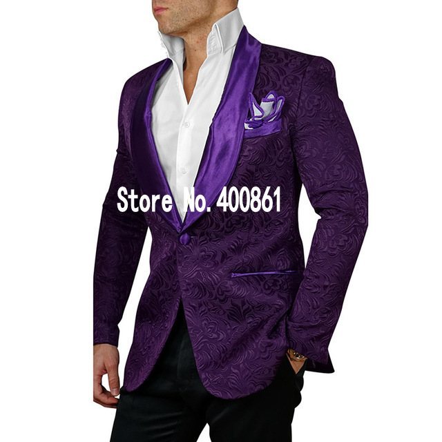 High Quality One Button White Paisley Tuxedo (Jacket+Pants+Tie)