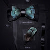 Original Design Natural Brid Feather Exquisite Hand Made Bow Tie Brooch Pin Gift Box Set