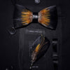 Original Design Natural Brid Feather Exquisite Hand Made Bow Tie Brooch Pin Gift Box Set