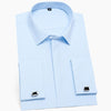 Men's Classic French Cuffs Solid Dress Shirt Covered Placket Standard-fit With cufflinks