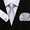 Skinny Blue palid 100% Silk Classic Jacquard Hanky Cufflink Set