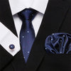 Skinny Blue palid 100% Silk Classic Jacquard Hanky Cufflink Set