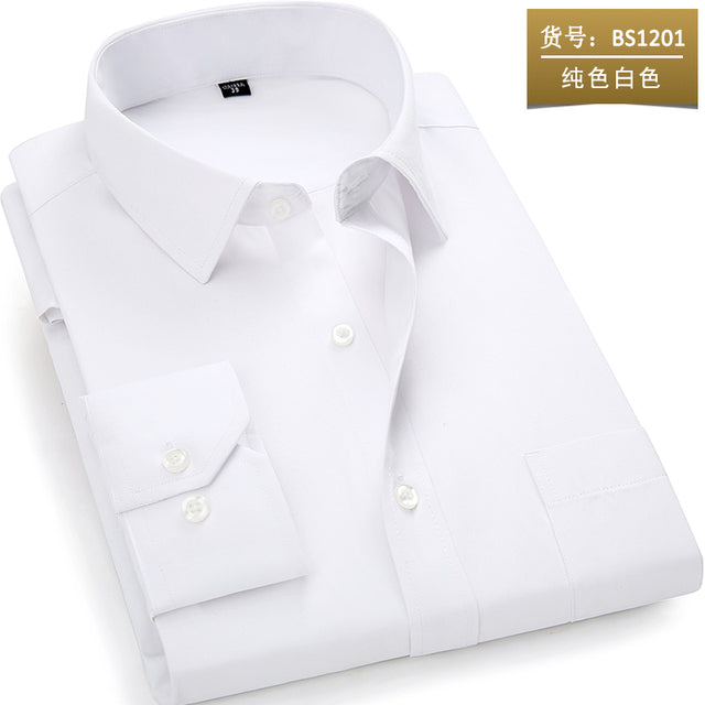 mens work shirts Brand soft Long sleeve square collar regular  solid plain/ twill men dress shirts white male tops