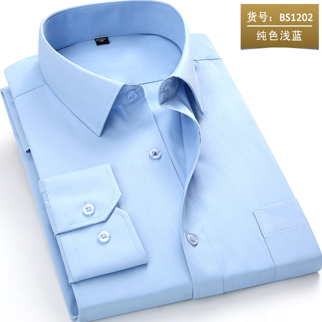 mens work shirts Brand soft Long sleeve square collar regular  solid plain/ twill men dress shirts white male tops