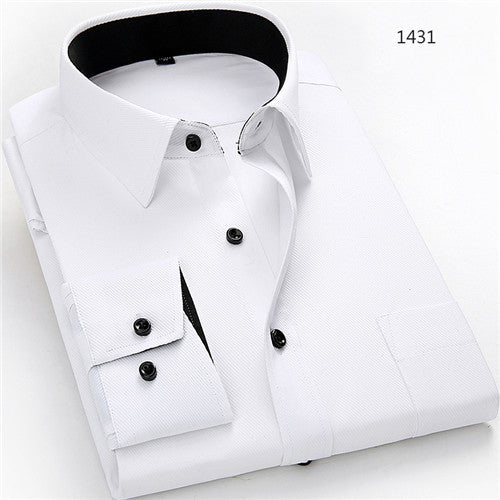 mens work shirts Brand soft Long sleeve square collar regular  solid plain/ twill men dress shirts white male tops