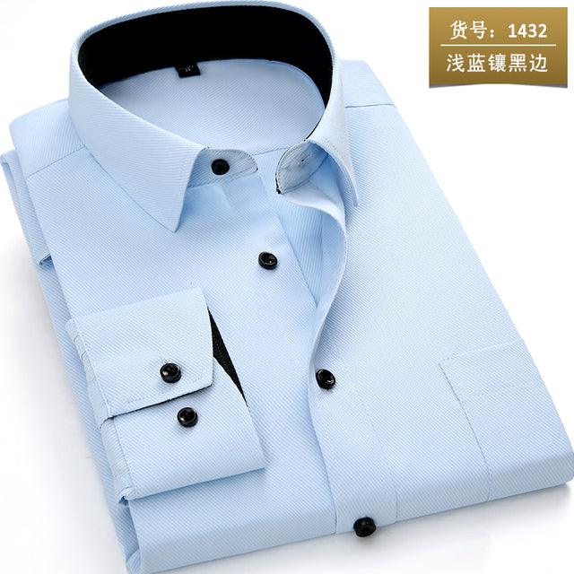 mens work shirts Brand soft Long sleeve square collar regular  solid plain/ twill men dress shirts white male tops