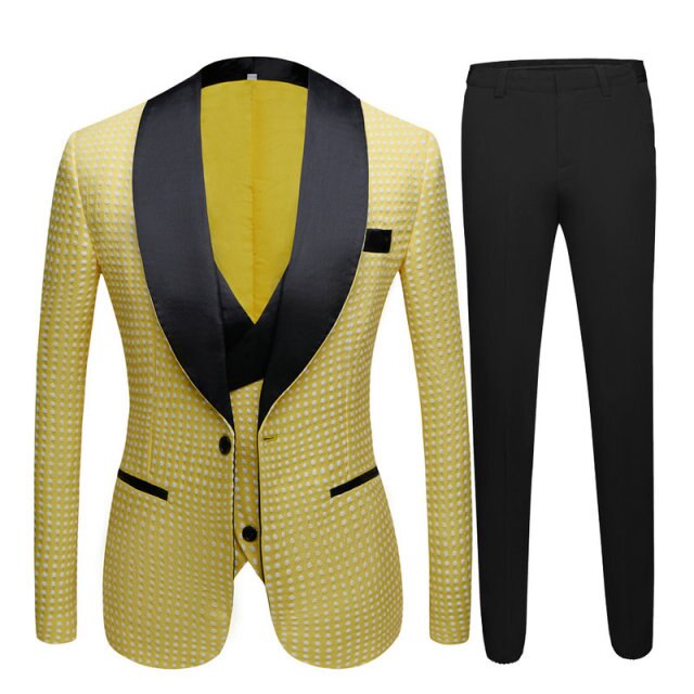 White Jacquard Jacket Men Suit Slim Fit Custom Made Blazer