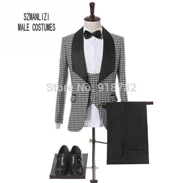 White Jacquard Jacket Men Suit Slim Fit Custom Made Blazer