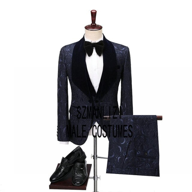 White Jacquard Jacket Men Suit Slim Fit Custom Made Blazer