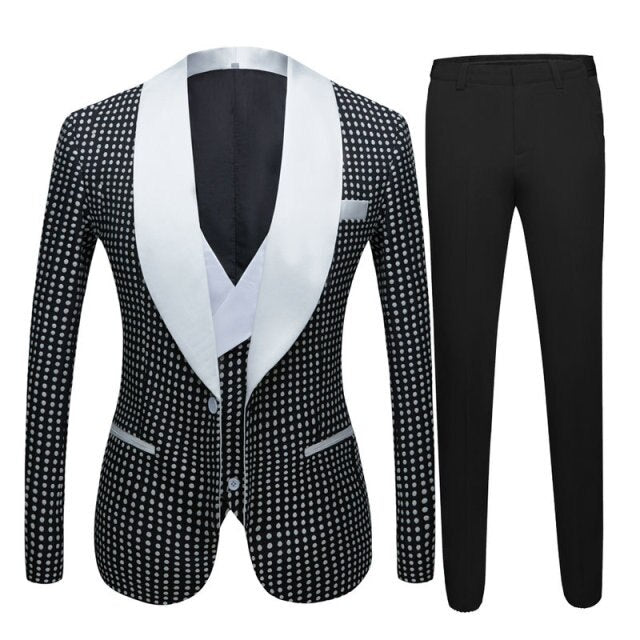 White Jacquard Jacket Men Suit Slim Fit Custom Made Blazer