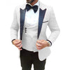 White Jacquard Jacket Men Suit Slim Fit Custom Made Blazer