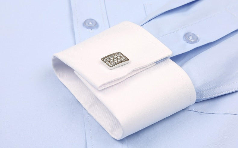 New Fashion Men's Patchwork Regular Fit France Exquisite Cufflinks  Dress Shirts