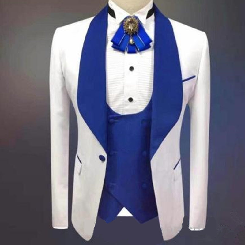 One Button Groomsmen Shawl Lapel Groom Tuxedos Men Suits Wedding/Prom Best Blazer ( Jacket+Pants+Vest+Tie)A93