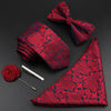 New Silk Men Tie Set Polyester Jacquard Woven Necktie Bowtie Suit Vintage