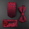 New Silk Men Tie Set Polyester Jacquard Woven Necktie Bowtie Suit Vintage