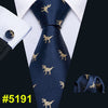 Dinosaur Pattern Navy Gold Necktie 8.5cm Silk Ties