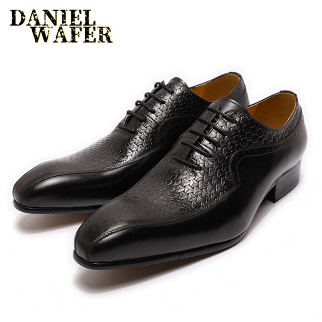 LUXURY BRAND MEN OXFORD SHOES POINTED TOE LACE UP FORMAL SHOES