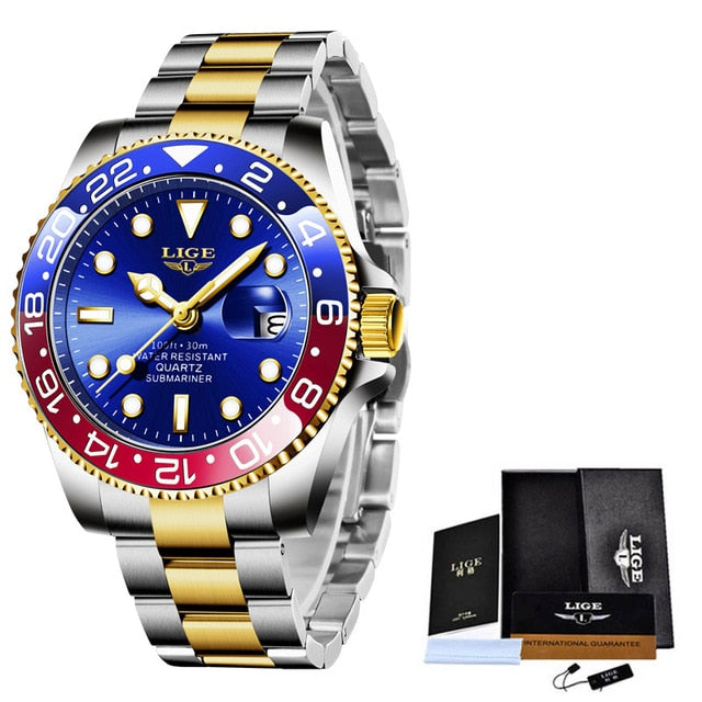 LIGE Top Brand Luxury Fashion Watch