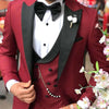 Fashion Slim Fit 3-Pieces White Blazers Burgundy Pant