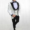 Fashion Slim Fit 3-Pieces White Blazers Burgundy Pant