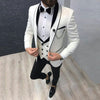 Fashion Slim Fit 3-Pieces White Blazers Burgundy Pant