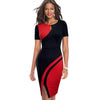 Elegant Stylish Contrast Color Patchwork  Bodycon Dress