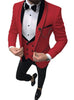 Fashion Slim Fit 3-Pieces White Blazers Burgundy Pant