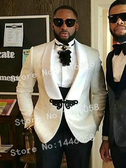 2021 3 Pieces Custom Made Classic White Blazer Tuxedo