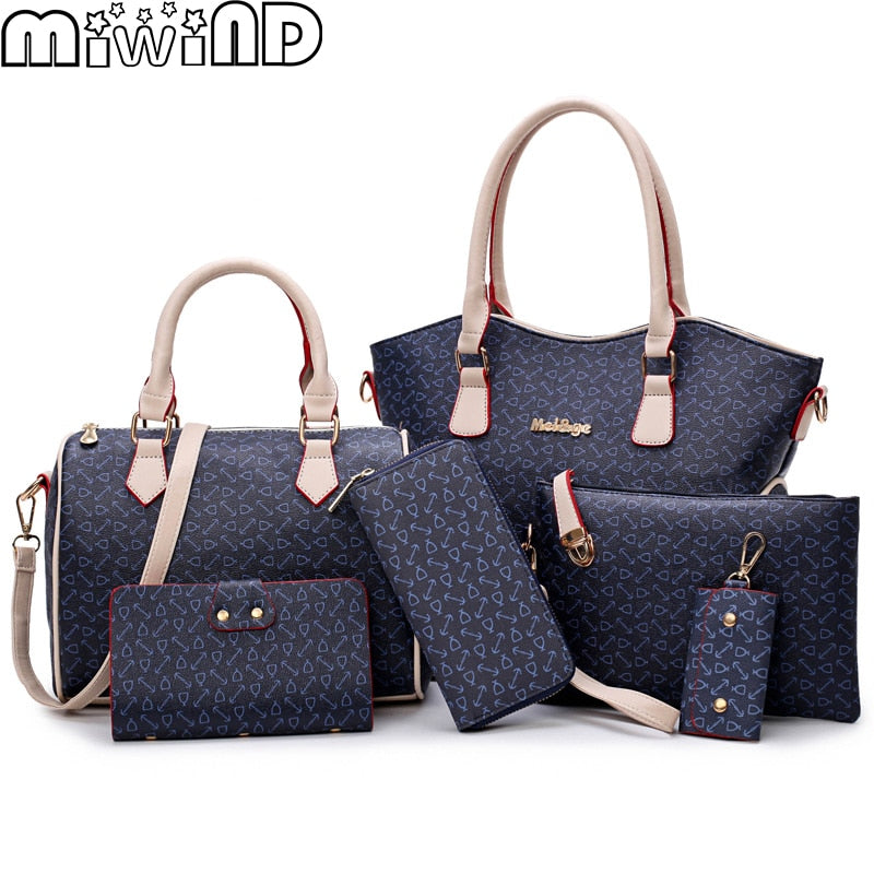2021 New Leather Fashion High Quality 6-Piece Set Designer Brand Bags