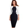 Vintage Elegant Contrast Color Patchwork One-Piece Dress