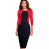 Vintage Elegant Contrast Color Patchwork One-Piece Dress
