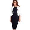 Vintage Elegant Contrast Color Patchwork One-Piece Dress