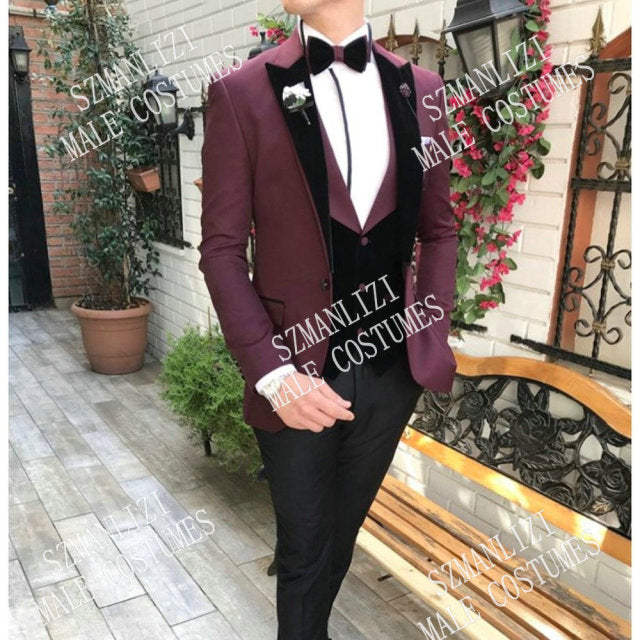 2021 New Italian Tailcoat Design 3 Pieces Slim Fit Suits