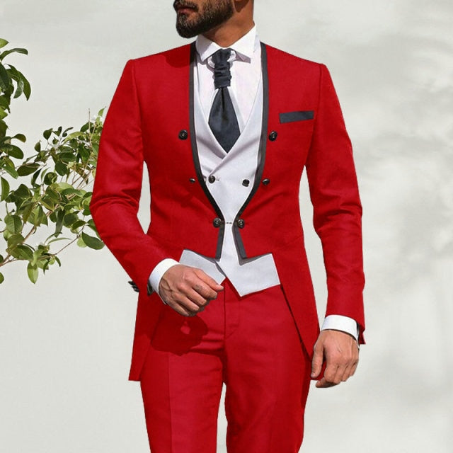 2021 New Italian Tailcoat Design 3 Pieces Slim Fit Suits