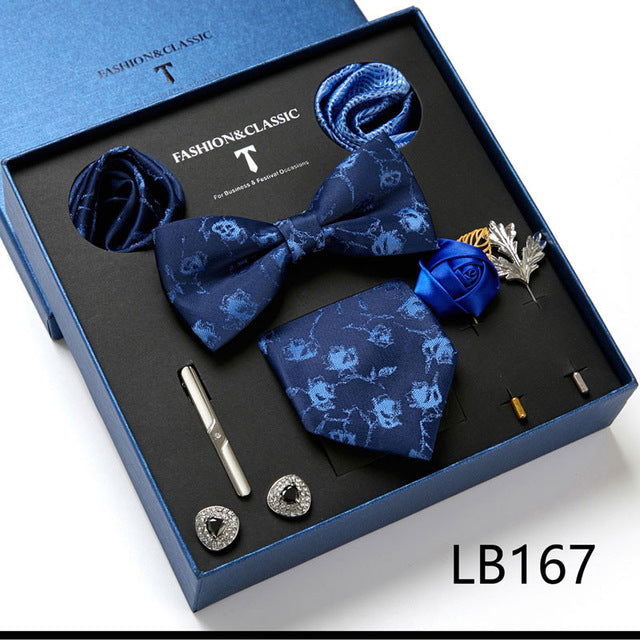 Men's Tie Set Luxury Gift Box Silk Tie Necktie Set for Men 8pcs Inside Packing