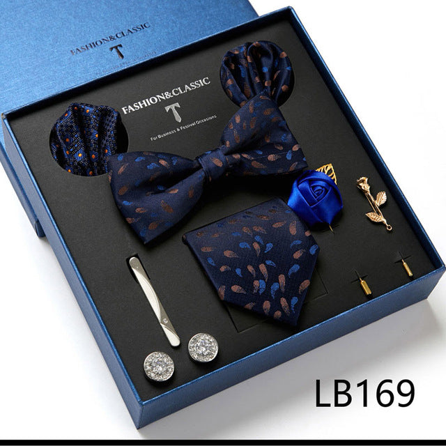 Men's Tie Set Luxury Gift Box Silk Tie Necktie Set for Men 8pcs Inside Packing