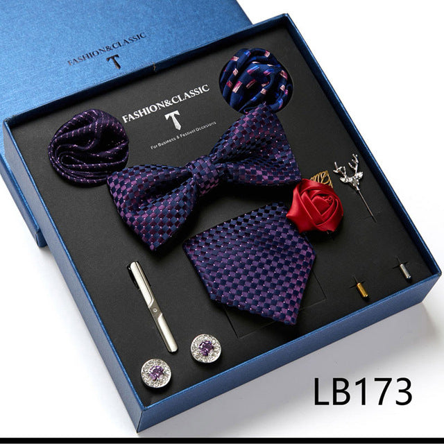 Men's Tie Set Luxury Gift Box Silk Tie Necktie Set for Men 8pcs Inside Packing